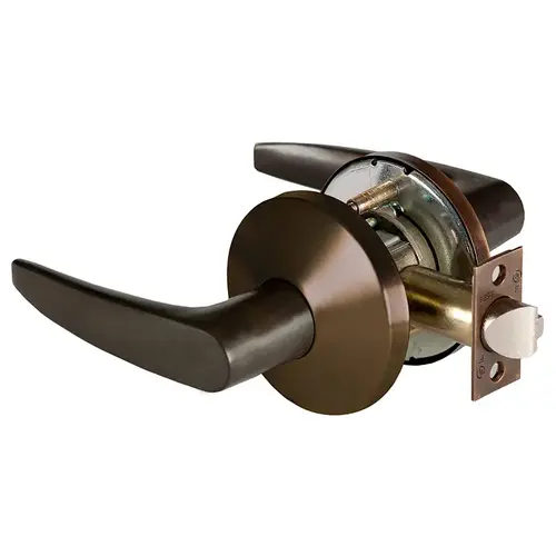 Grade 1 Patio Cylindrical Lock, Lost Motion, 16 Lever, L Rose, Non-Keyed, Oil-Rubbed Bronze Finish, 4-7/8" ANSI Strike, Non-handed Oil-Rubbed Bronze