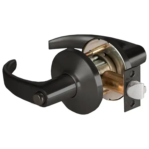 Grade 1 Privacy Cylindrical Lock, Lost Motion, 14 Lever, D Rose, Non-Keyed, Matte Black Finish, 4-7/8" ANSI Strike, Non-handed Matte Black