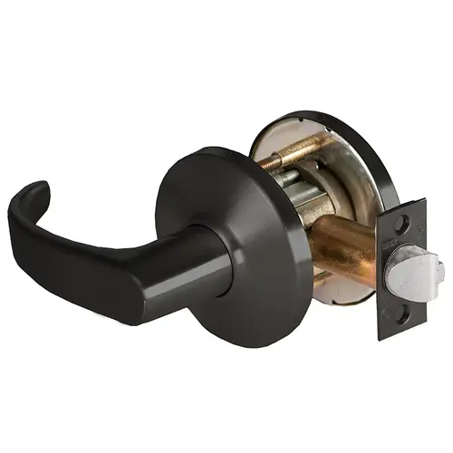 Grade 1 Exit Cylindrical Lock, Lost Motion, 14 Lever, D Rose, Non-Keyed, Matte Black Finish, 4-7/8" ANSI Strike, Non-handed Matte Black