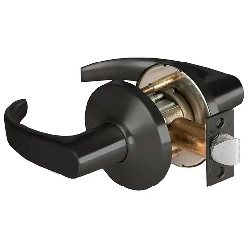 Grade 1 Patio Cylindrical Lock, Lost Motion, 14 Lever, D Rose, Non-Keyed, Matte Black Finish, 2-3/4" ANSI Strike, Non-handed Matte Black