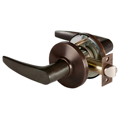 Grade 1 Patio Cylindrical Lock, Lost Motion, 16 Lever, D Rose, Non-Keyed, Oil-Rubbed Bronze Finish, 4-7/8" ANSI Strike, Non-handed Oil-Rubbed Bronze