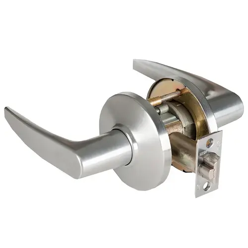 Grade 1 Passage Cylindrical Lock, Lost Motion, 16 Lever, D Rose, Non-Keyed, Satin Chrome Finish, 2-3/4" ANSI Strike, Non-handed Satin Chrome