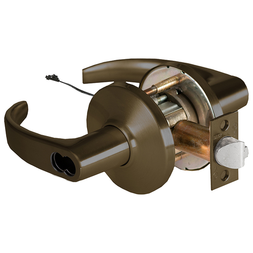 Stanley Best 9KW37DEU14DS3613 9KW Electromechanical Lock 2-3/4" Backset 7 Pin Storeroom Electrically Unlocked 14 Lever and D Rose with ANSI Strike Oil Rubbed Bronze Finish