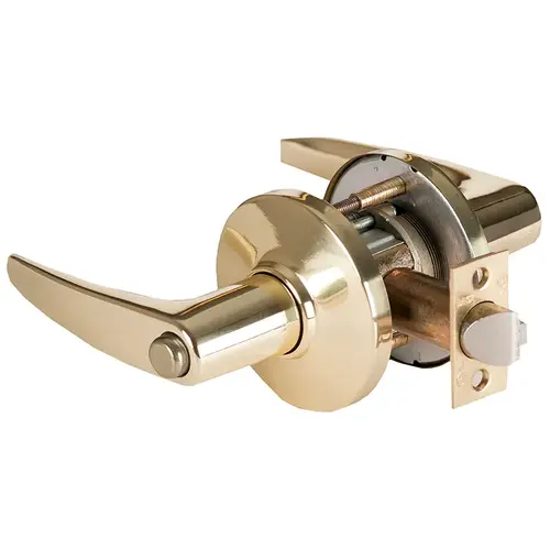 9K Series 2-3/4" Backset Privacy 16 Lever and D Rose with ANSI Strike Bright Brass Finish