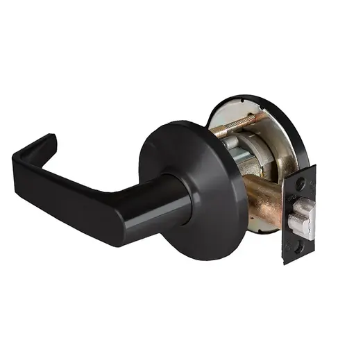 Grade 1 Exit Cylindrical Lock, Lost Motion, 15 Lever, D Rose, Non-Keyed, Matte Black Finish, 2-3/4" ANSI Strike, Non-handed Matte Black