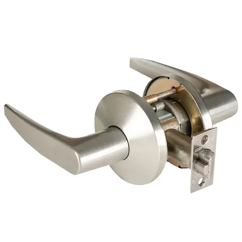 Grade 1 Passage Cylindrical Lock, Lost Motion, 16 Lever, L Rose, Non-Keyed, Satin Nickel Finish, 4-7/8" ANSI Strike, Non-handed Satin Nickel