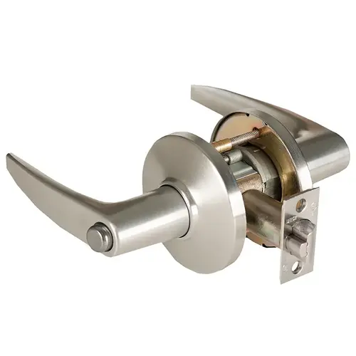 Grade 1 Hospital Privacy Cylindrical Lock, Lost Motion, 16 Lever, D Rose, Non-Keyed, Satin Nickel Finish, 4-7/8" ANSI Strike, Non-handed Satin Nickel