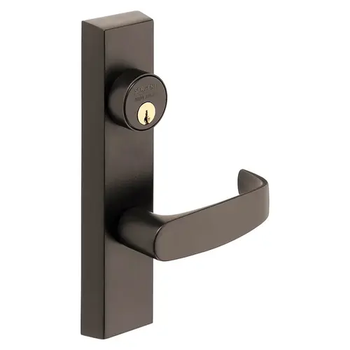 Grade 1 Exit Device Trim, Storeroom Function, Freewheeling Trim, Key Unlocks Trim, Trim Retracts Latch, Trim Relocks when Key is Removed, For Surface Vertical Rod and Mortise (8700, 8900 Series) Devices, 1-1/8 In. Mortise Cylinder, L Lever, RHR, Oxidized Satin Bronze Relieved Clear Coated Oxidized Satin Bronze Relieved Clear Coated