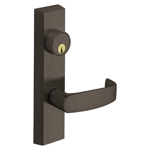 Grade 1 Electrified Exit Device Trim, Fail Secure, Power Off, Locks Lever, Key Retracts Latch, For Surface Vertical Rod and Mortise (8700, 8900 Series) Devices, Rim Cylinder, L Lever, 12V, RHR, Dark Oxidized Bronze Dark Oxidized Bronze