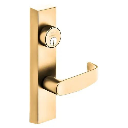 Grade 1 Exit Device Trim, Storeroom Function, Freewheeling Trim, Key Unlocks Trim, Trim Retracts Latch, Trim Relocks when Key is Removed, For Rim (8800) and NB8700 Series Devices, 1-1/8 In. Mortise Cylinder, L Lever, RHR, Bright Bronze Clear Coated Bright Bronze Clear Coated