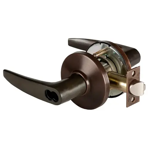 Grade 1 Storeroom Cylindrical Lock, Lost Motion, 16 Lever, D Rose, SFIC Less Core, Oil-Rubbed Bronze Finish, 4-7/8" ANSI Strike, Non-handed Oil-Rubbed Bronze