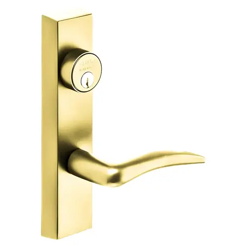 Storeroom Function, Trim Relocks When Key is Removed, Conventional Cylinder, LA Keyway, RHR, A Lever, Bright Brass