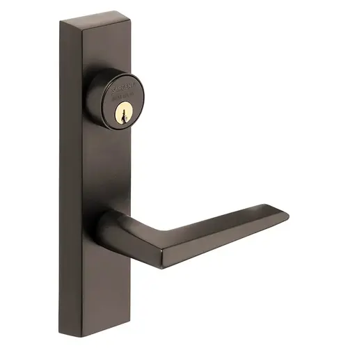 Grade 1 Exit Device Trim, Storeroom Function, Freewheeling Trim, Key Unlocks Trim, Trim Retracts Latch, Trim Relocks when Key is Removed, For Rim (8800) and NB8700 Series Devices, 1-1/8 In. Mortise Cylinder, F Lever, RHR, Oxidized Satin Bronze Relieved Clear Coated Oxidized Satin Bronze Relieved Clear Coated