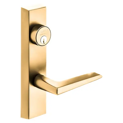 Grade 1 Exit Device Trim, Classroom Function, Freewheeling Trim, Key Outside Unlocks/Locks Trim, For Surface Vertical Rod and Mortise (8700, 8900 Series) Devices, 1-1/8 In. Mortise Cylinder, F Lever, RHR, Bright Bronze Clear Coated Bright Bronze Clear Coated