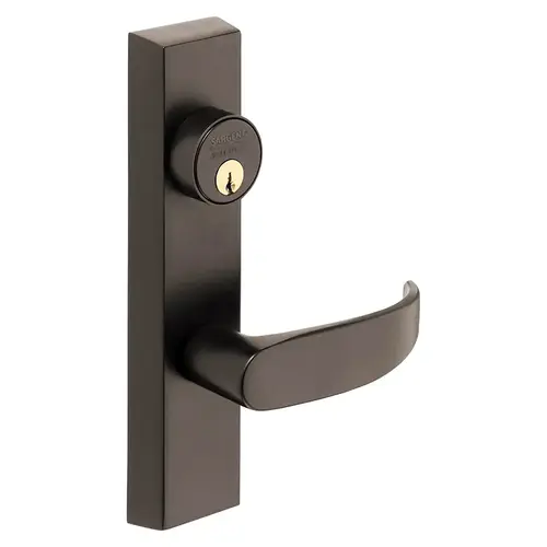 Grade 1 Exit Device Trim, Storeroom Function, Freewheeling Trim, Key Unlocks Trim, Trim Retracts Latch, Trim Relocks when Key is Removed, For Rim (8800) and NB8700 Series Devices, 1-1/8 In. Mortise Cylinder, P Lever, LHR, Oxidized Satin Bronze Relieved Clear Coated Oxidized Satin Bronze Relieved Clear Coated