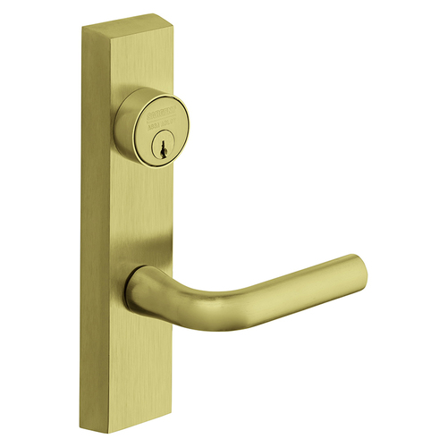 Storeroom Function, Trim Relocks When Key is Removed, Conventional Cylinder, LA Keyway, RHR, W Lever, Satin Brass