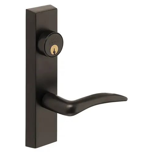 Grade 1 Exit Device Trim, Storeroom Function, Freewheeling Trim, Key Unlocks Trim, Trim Retracts Latch, Trim Relocks when Key is Removed, For Surface Vertical Rod and Mortise (8700, 8900 Series) Devices, 1-1/8 In. Mortise Cylinder, A Lever, RHR, Dark Oxidized Statuary Bronze Clear Coated Dark Oxidized Statuary Bronze Clear Coated