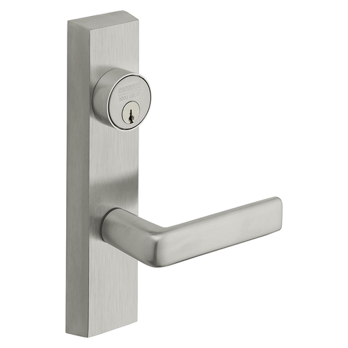 Fail Safe Trim, Power Off Unlocks Lever, Key Retracts Latch, Conventional 1-3/4" Mortise Cylinder, LA Keyway, 12V, RHR, E Lever, Satin Chrome