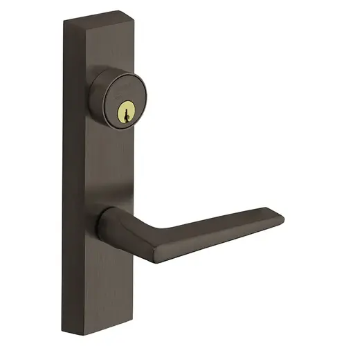 Grade 1 Exit Device Trim, Storeroom Function, Freewheeling Trim, Key Unlocks Trim, Trim Retracts Latch, Trim Relocks when Key is Removed, For Rim (8800) and NB8700 Series Devices, 1-1/8 In. Mortise Cylinder, F Lever, RHR, Dark Oxidized Satin Bronze Oil Rubbed Dark Oxidized Satin Bronze Oil Rubbed