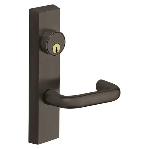 Grade 1 Electrified Exit Device Trim, Fail Secure, Power Off, Locks Lever, Key Retracts Latch, For Surface Vertical Rod and Mortise (8700, 8900 Series) Devices, Rim Cylinder, J Lever, 12V, LHR, Dark Oxidized Bronze Dark Oxidized Bronze