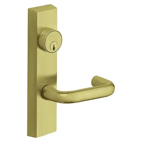 Fail Safe Trim, Power Off Unlocks Lever, Key Retracts Latch, Conventional 1-3/4" Mortise Cylinder, LA Keyway, 24V, LHR, J Lever, Satin Brass