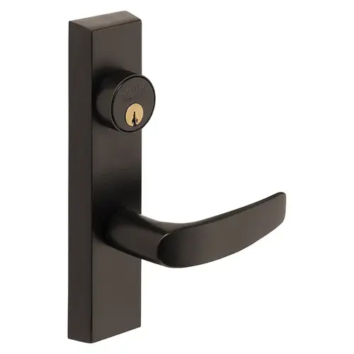 Grade 1 Exit Device Trim, Classroom Function, Freewheeling Trim, Key Outside Unlocks/Locks Trim, For Surface Vertical Rod and Mortise (8700, 8900 Series) Devices, 1-1/8 In. Mortise Cylinder, B Lever, LHR, Dark Oxidized Statuary Bronze Clear Coated Dark Oxidized Statuary Bronze Clear Coated