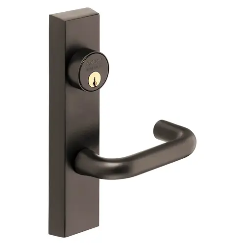 Grade 1 Exit Device Trim, Classroom Function, Freewheeling Trim, Key Outside Unlocks/Locks Trim, For Surface Vertical Rod and Mortise (8700, 8900 Series) Devices, 1-1/8 In. Mortise Cylinder, J Lever, RHR, Oxidized Satin Bronze Relieved Clear Coated Oxidized Satin Bronze Relieved Clear Coated