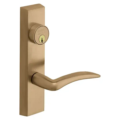 Grade 1 Exit Device Trim, Storeroom Function, Freewheeling Trim, Key Unlocks Trim, Trim Retracts Latch, Trim Relocks when Key is Removed, For Surface Vertical Rod and Mortise (8700, 8900 Series) Devices, 1-1/8 In. Mortise Cylinder, A Lever, LHR, Satin Bronze Clear Coated Satin Bronze Clear Coated