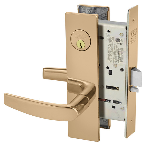 Mortise Lock Bright Bronze Clear Coated