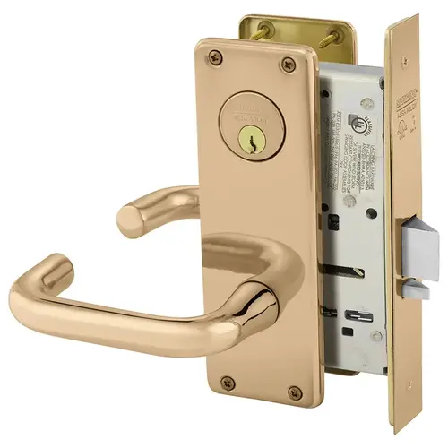 Mortise Lock Bright Bronze Clear Coated