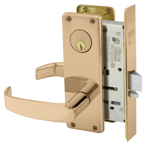 Mortise Lock Bright Bronze Clear Coated