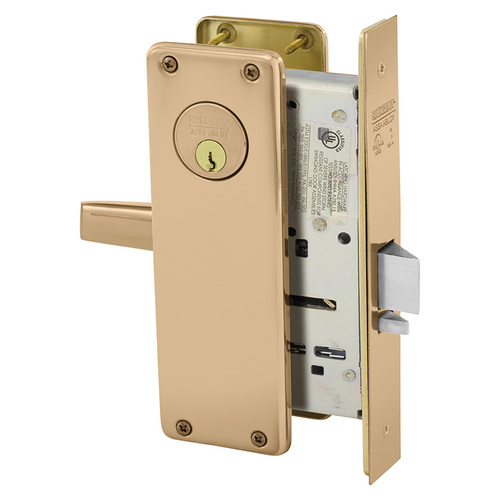 Mortise Lock Bright Bronze Clear Coated