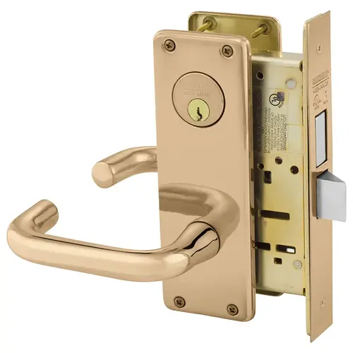 Mortise Lock Bright Bronze Clear Coated