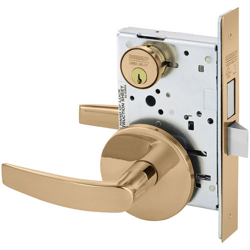 Mortise Lock Bright Bronze Clear Coated