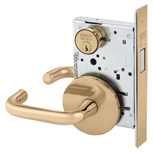 Mortise Lock Bright Bronze Clear Coated