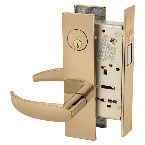 Mortise Lock Bright Bronze Clear Coated