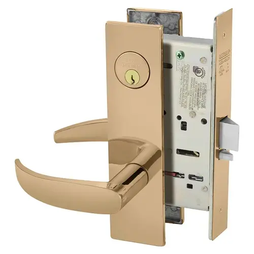 Mortise Lock Bright Bronze Clear Coated