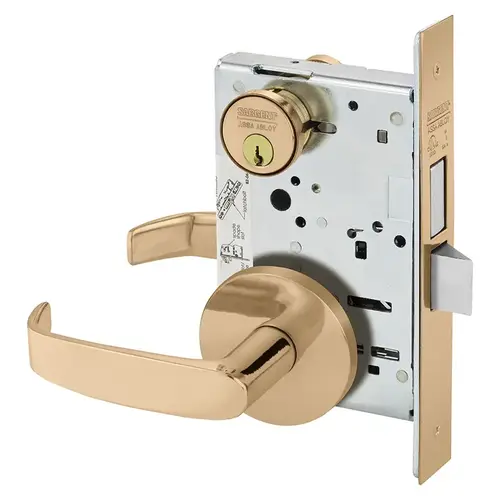 Mortise Lock Bright Bronze Clear Coated