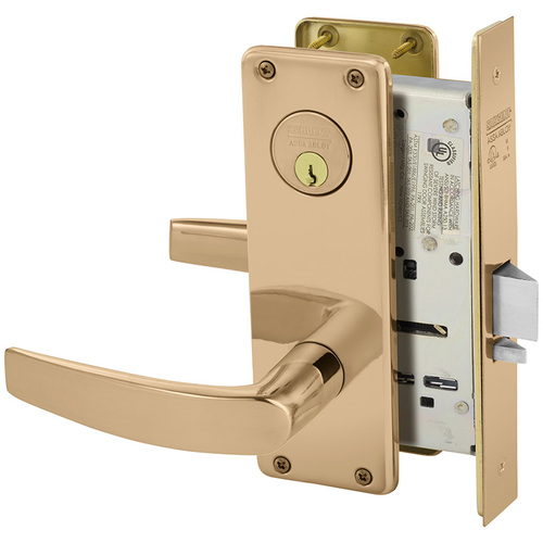 Mortise Lock Bright Bronze Clear Coated