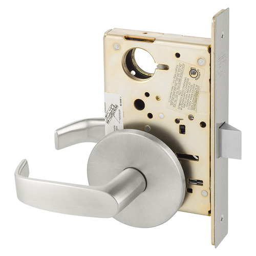 Passage Mortise Lock with L Lever and L Rose Satin Stainless Steel Finish