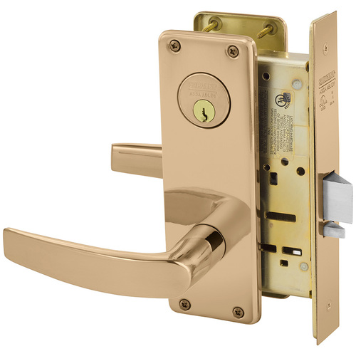 Mortise Lock Bright Bronze Clear Coated