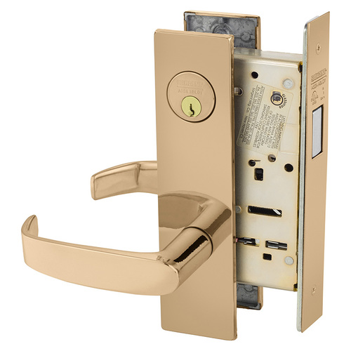 Mortise Lock Bright Bronze Clear Coated