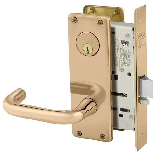 Mortise Lock Bright Bronze Clear Coated