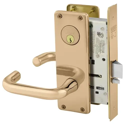 Mortise Lock Bright Bronze Clear Coated