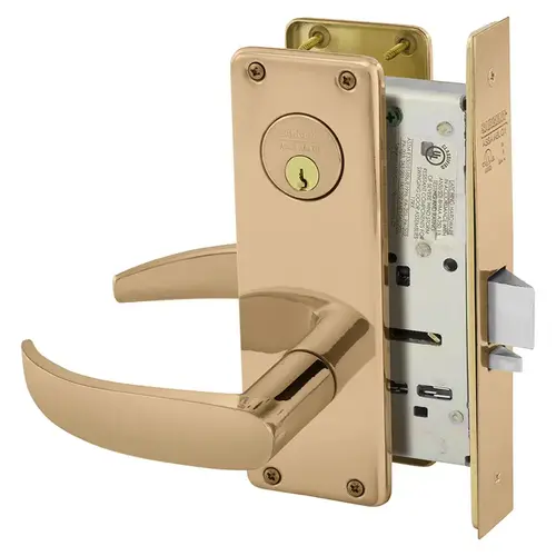 Mortise Lock Bright Bronze Clear Coated