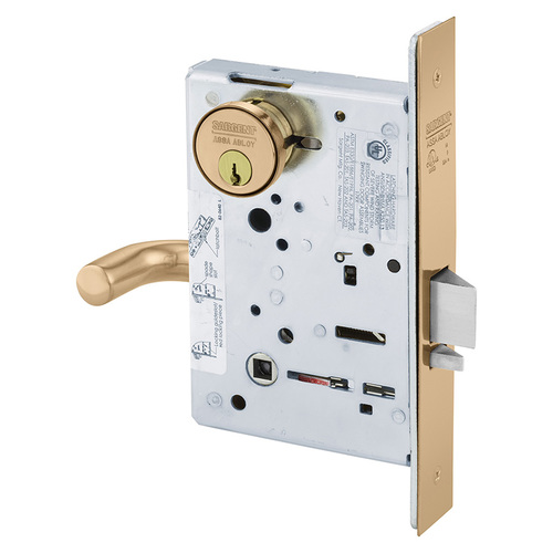 Mortise Lock Bright Bronze Clear Coated