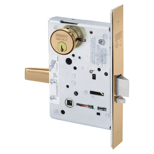 Mortise Lock Bright Bronze Clear Coated