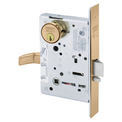 Mortise Lock Bright Bronze Clear Coated