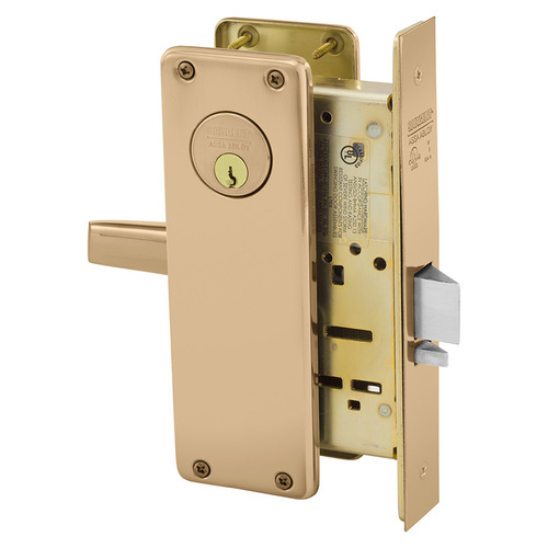 Mortise Lock Bright Bronze Clear Coated