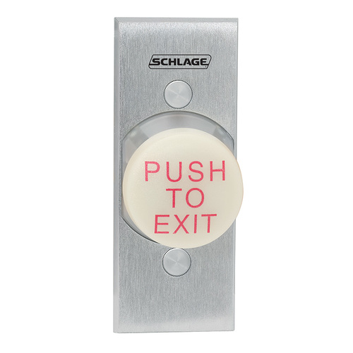 1-1/4" Button, Single Gang, Glow-in-the-Dark "PUSH TO EXIT", Delayed Action (0-60 Seconds), Narrow Stile